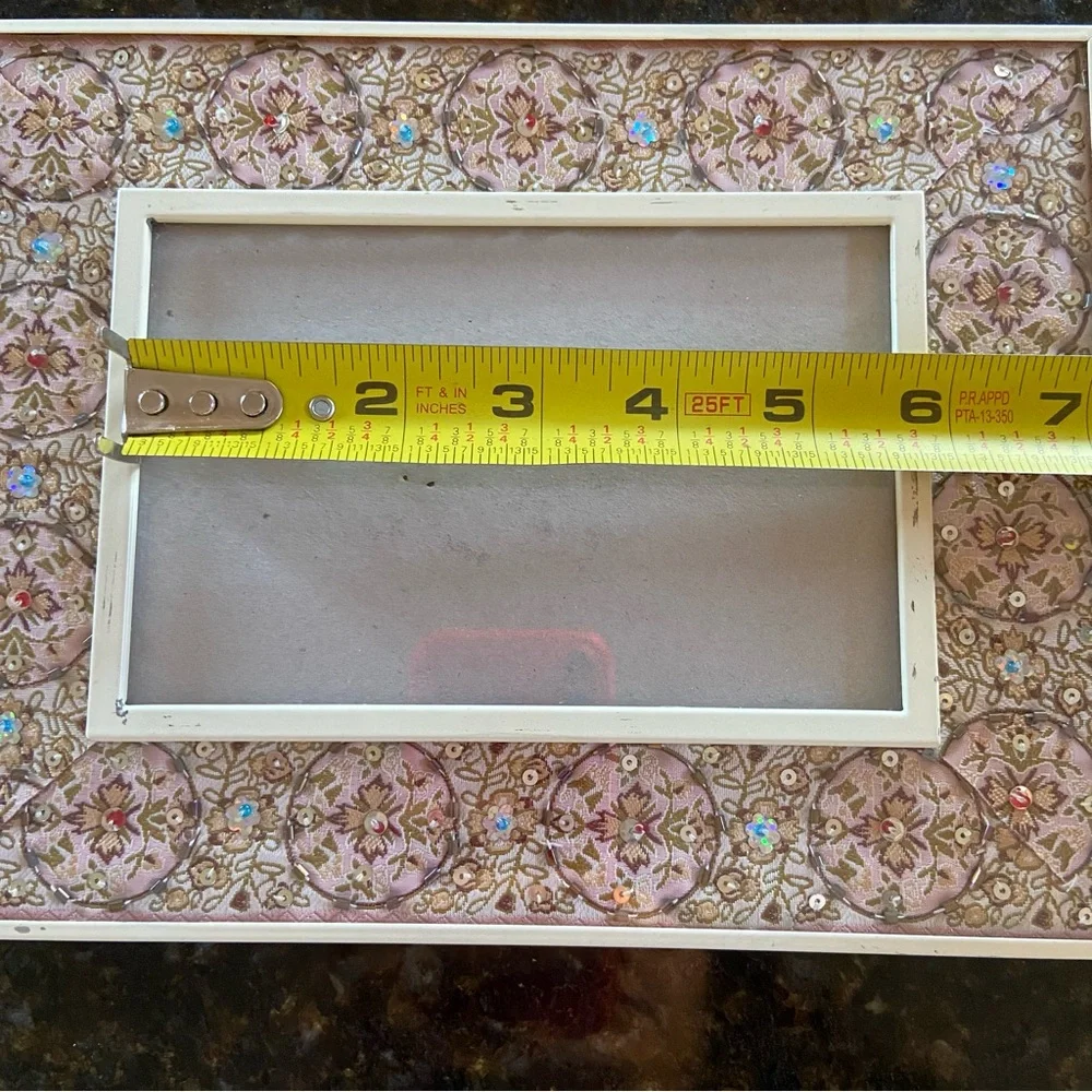 Beaded & Sequin Boho Picture Frame Pink Floral Decorative Accent